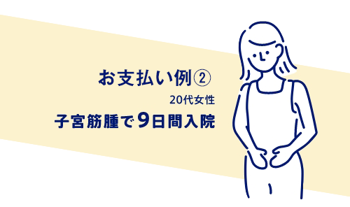 お支払い例② 20代女性が子宮筋腫で9日間入院